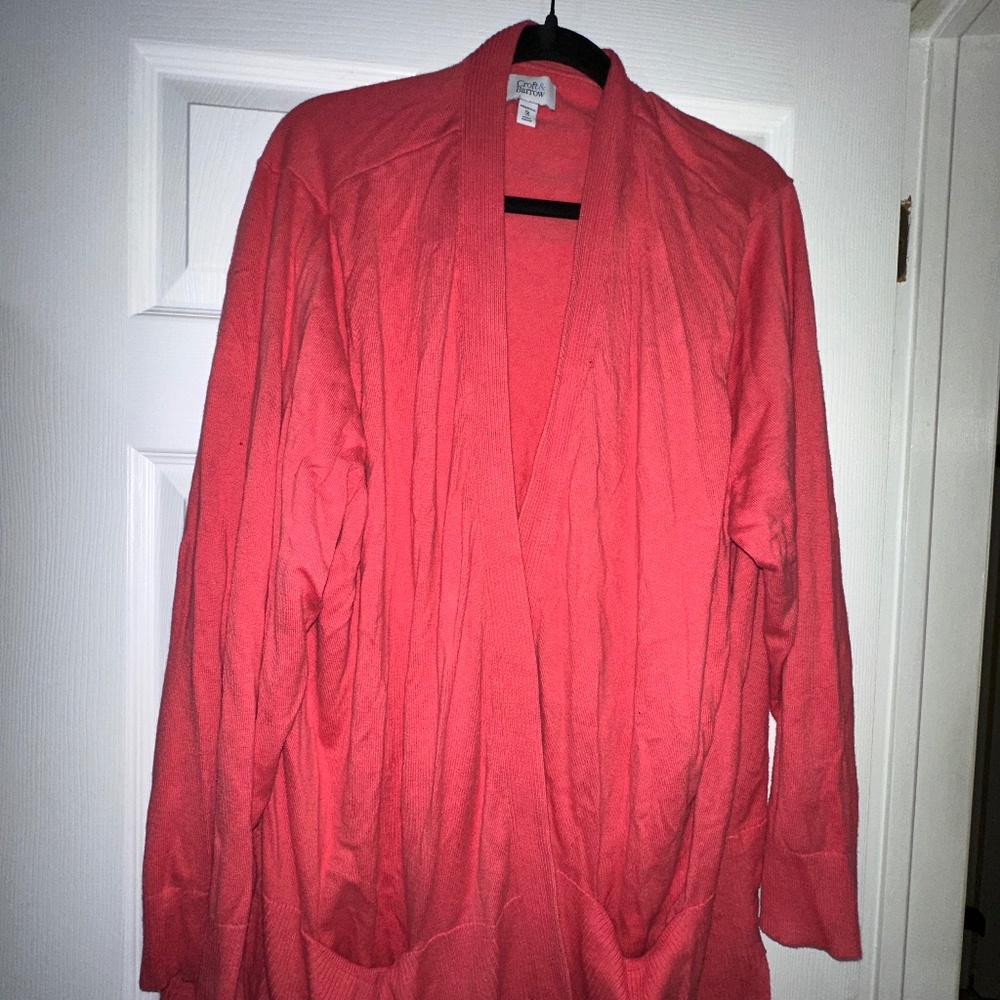 Croft & Barrow Long Cardigan – 3X, Coral Peach
